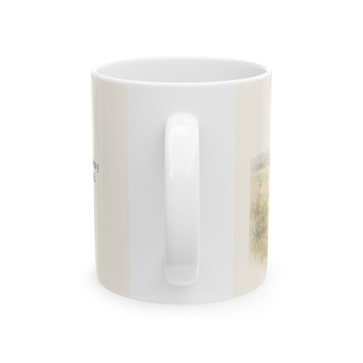 El Buen Pastor me busca a mí | Taza con arte cristiano | Lucas 15:4 — 11 oz · Vista posterior