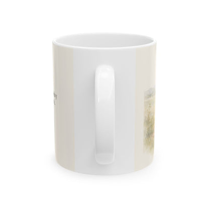 El Buen Pastor me busca a mí | Taza con arte cristiano | Lucas 15:4 — 11 oz · Vista posterior