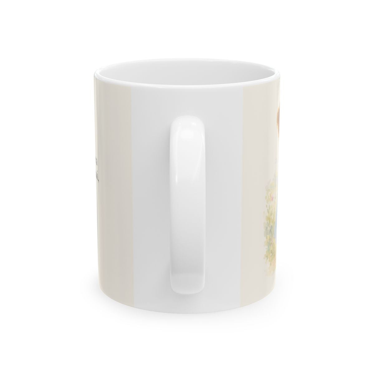 En Cristo soy nueva criatura | Taza bíblica de cerámica | 2 Corintios 5:17 — 11 oz · Vista posterior
