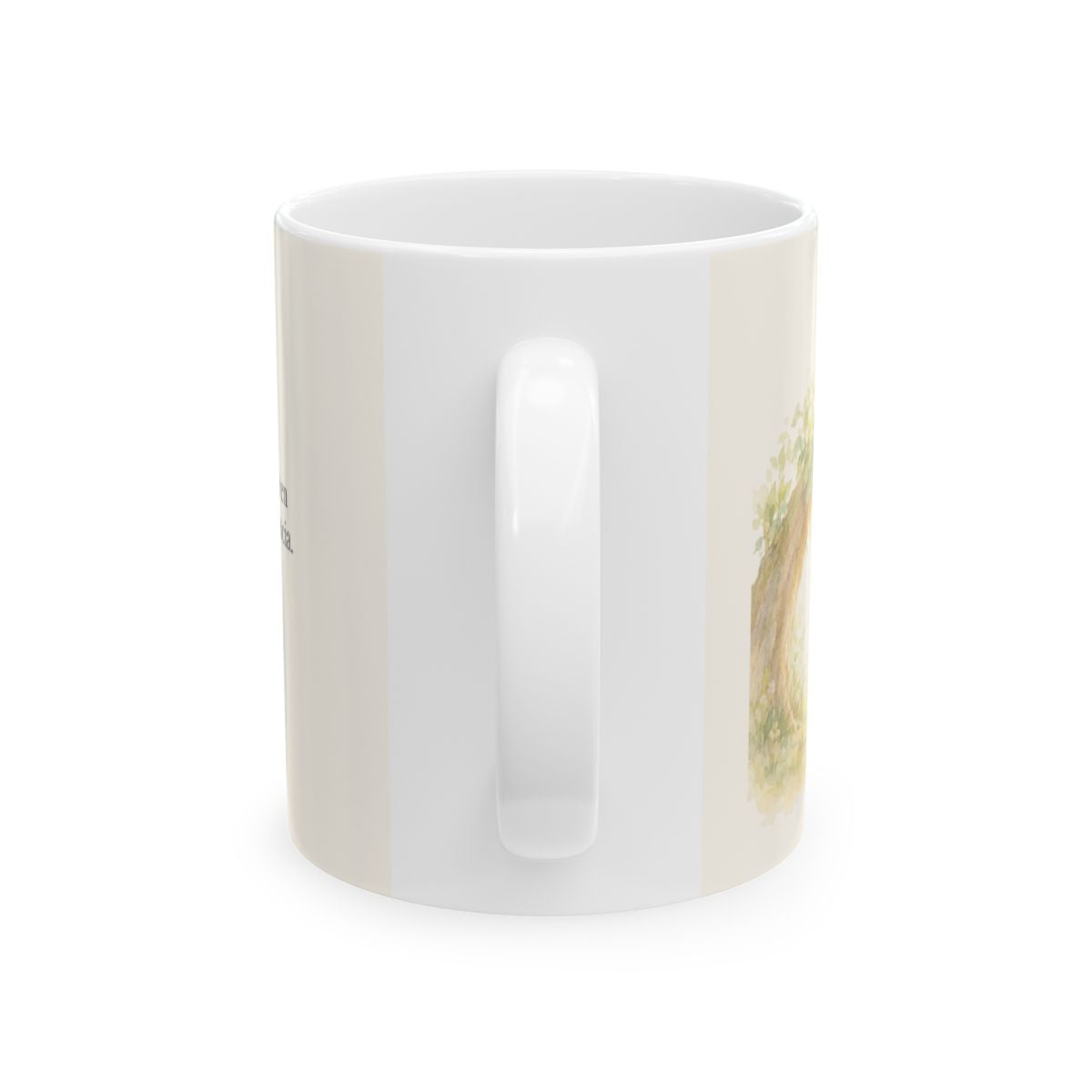 Cristo me sostiene en cualquier circunstancia | Taza devocional de fe | Filipenses 4:13 — 11 oz · Vista posterior