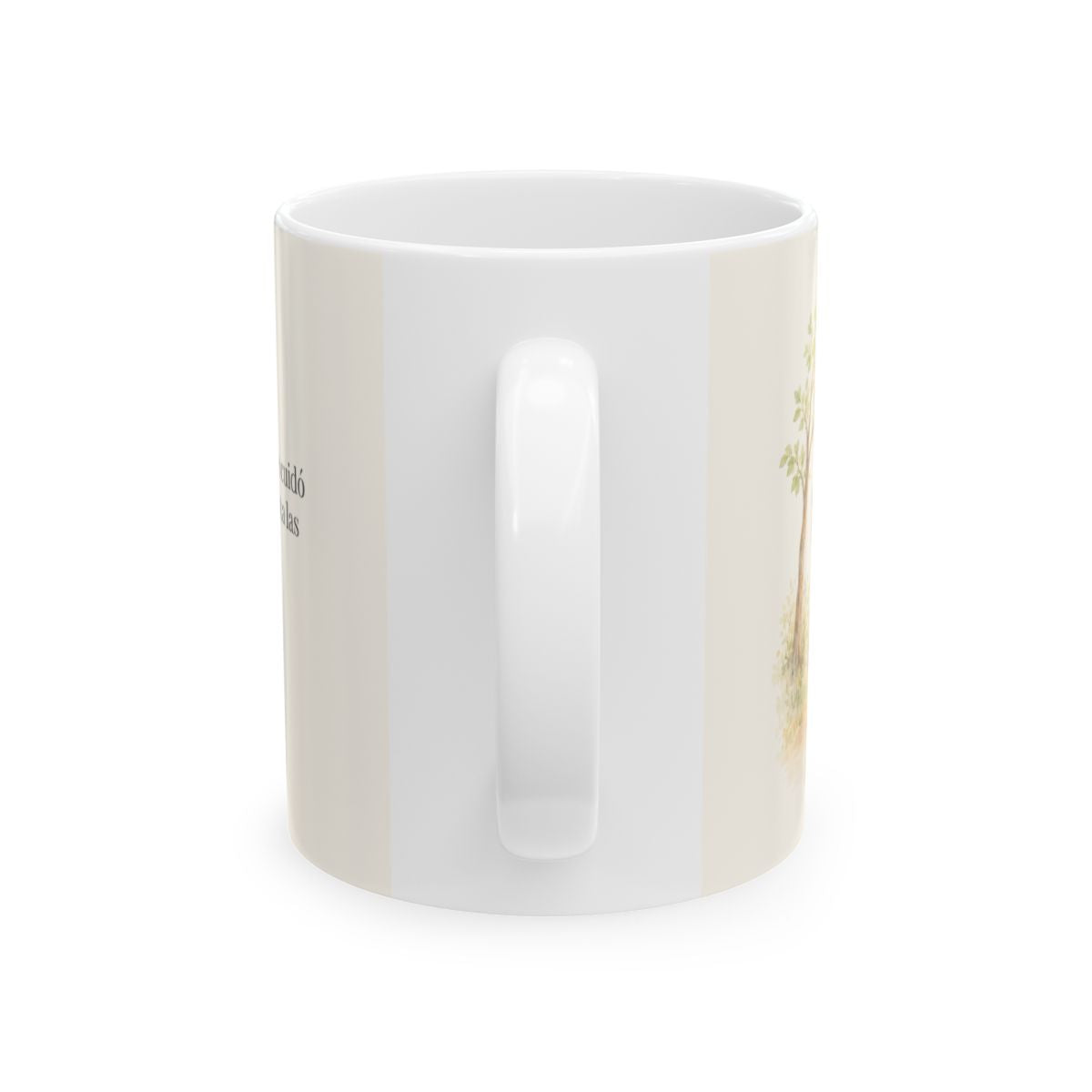 El mismo Dios será mi Dios hasta la vejez | Taza bíblica de cerámica | Isaías 46:4 — 11 oz · Vista posterior
