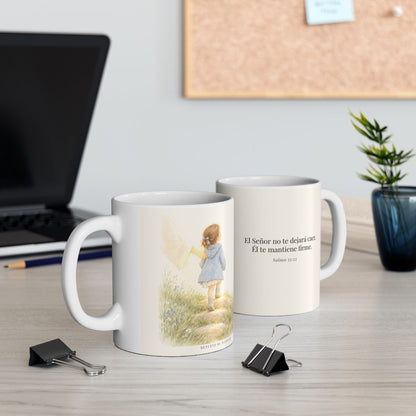 El Señor no te dejará caer | Taza devocional de fe | Salmo 55:22 — 11 oz · Contexto 2