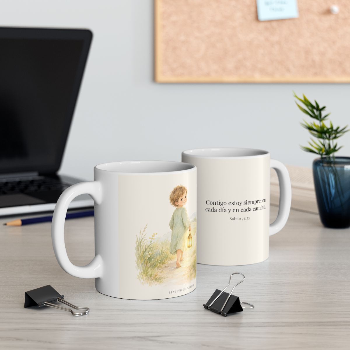 Contigo estoy siempre | Taza de inspiración bíblica | Salmo 73:23 — 11 oz · Contexto 2