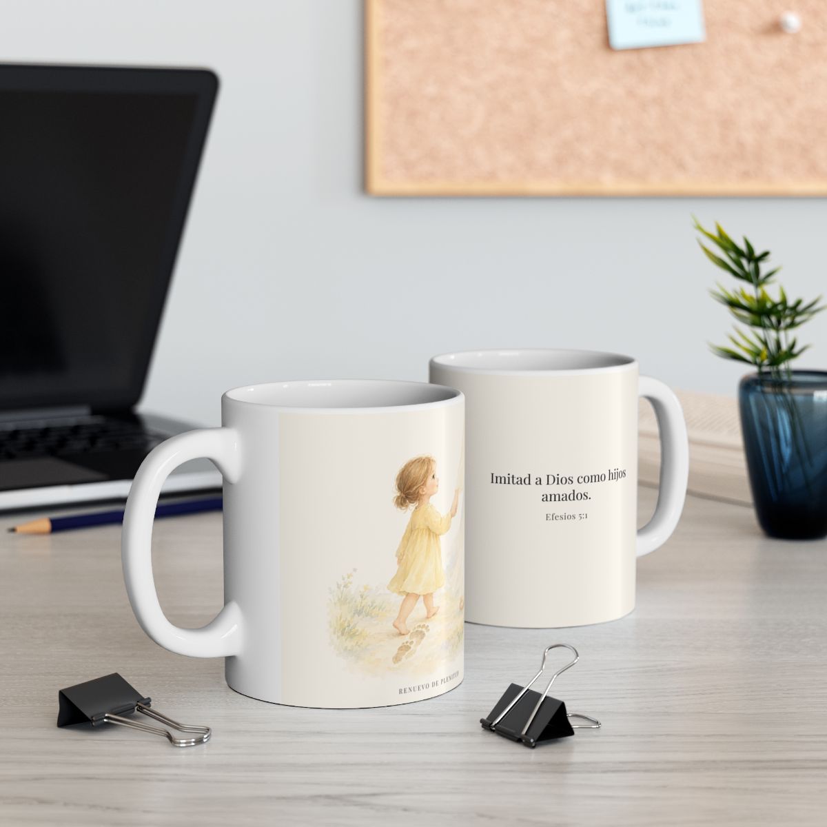 Imitad a Dios como hijos amados | Taza bíblica de cerámica | Efesios 5:1 — 11 oz · Contexto 2