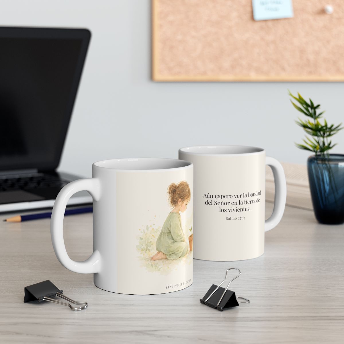 El Señor es bueno y yo veré su bondad | Taza bíblica de cerámica | Salmo 27:13 — 11 oz · Contexto 2