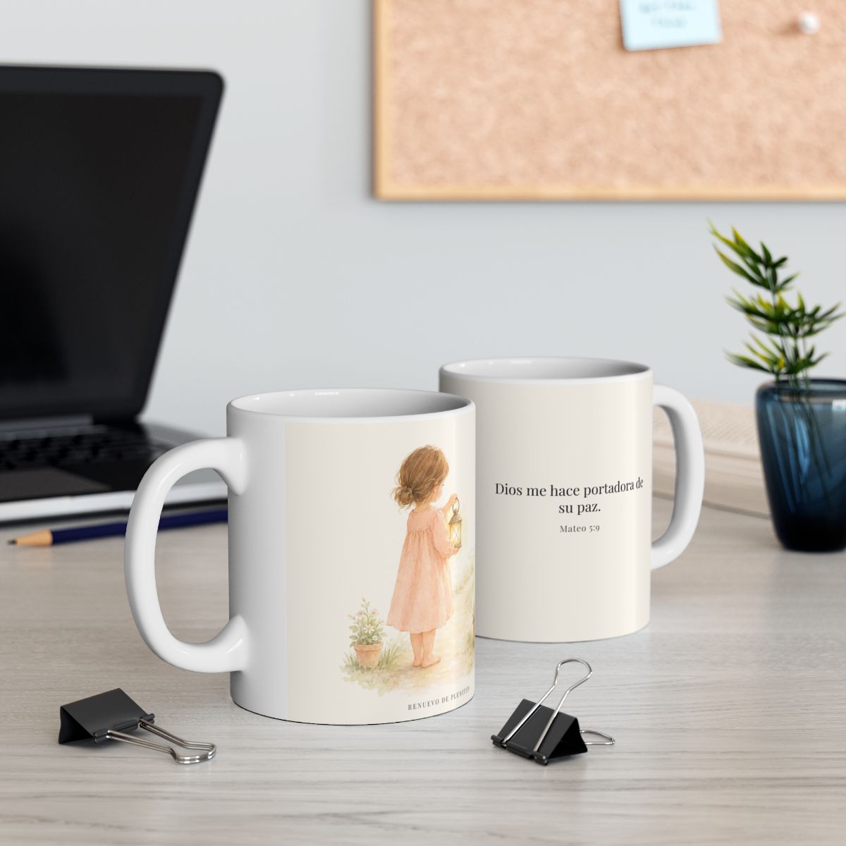Dios me hace portadora de su paz | Taza cristiana para regalar | Mateo 5:9 — 11 oz · Contexto 2