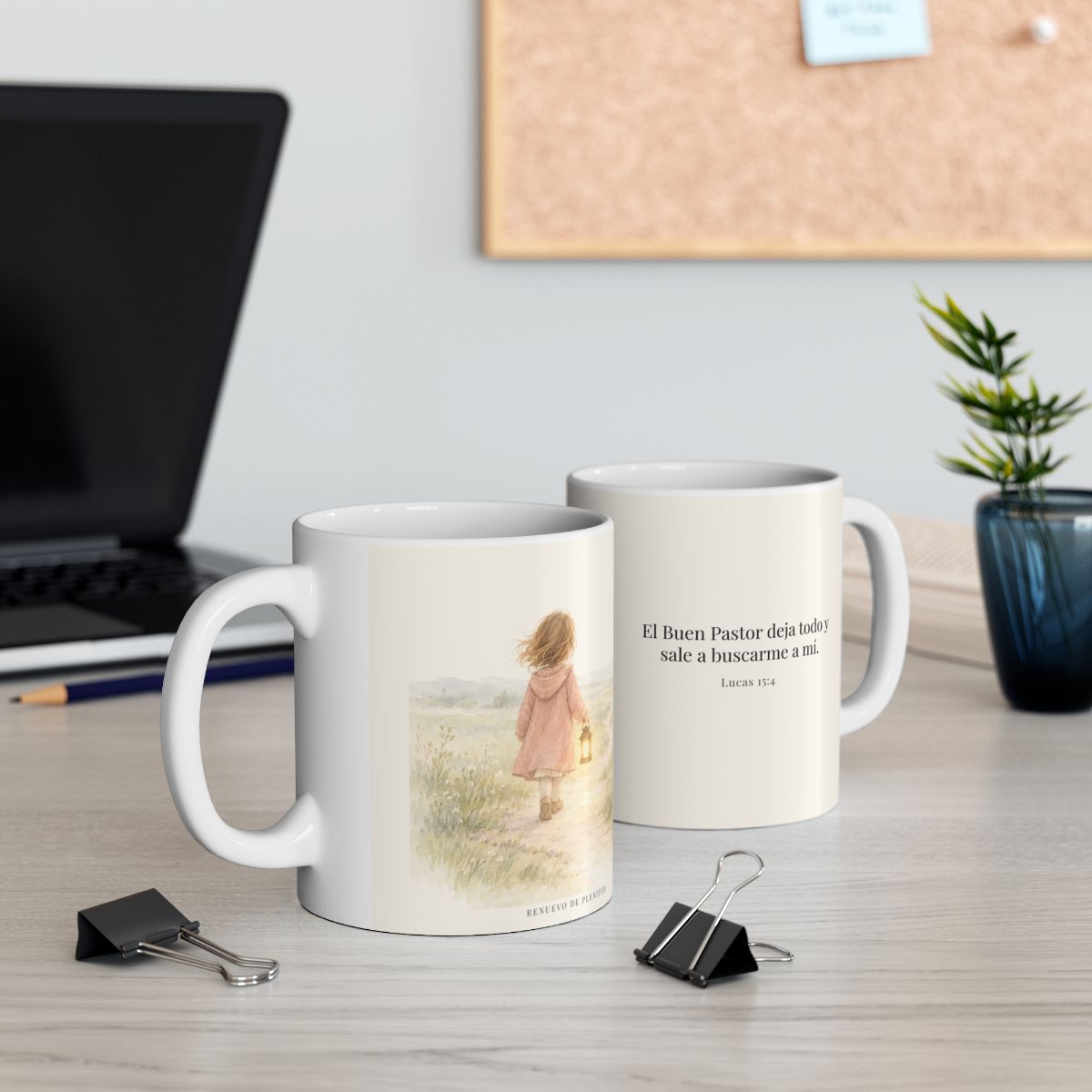 El Buen Pastor me busca a mí | Taza con arte cristiano | Lucas 15:4 — 11 oz · Contexto 2