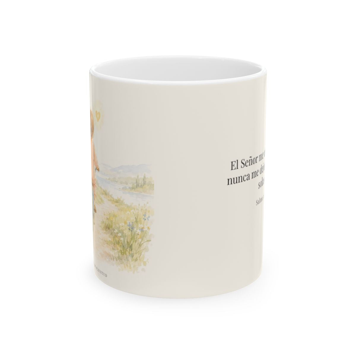El Señor me aconseja con amor | Taza cristiana con frase devocional | Salmo 32:8 — 11 oz · Vista frontal