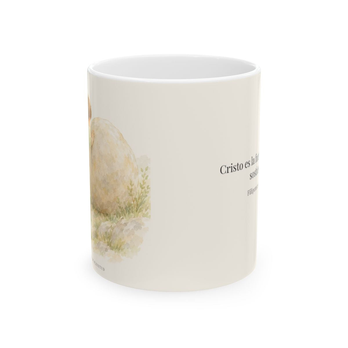 Cristo es la fuerza que me sostiene | Taza cristiana para regalar | Filipenses 4:13 — 11 oz · Vista frontal