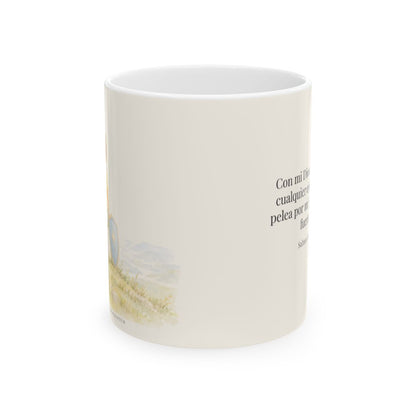 Con mi Dios asaltaré ejércitos | Taza cristiana en dos tamaños | Salmo 18:29 — 11 oz · Vista frontal