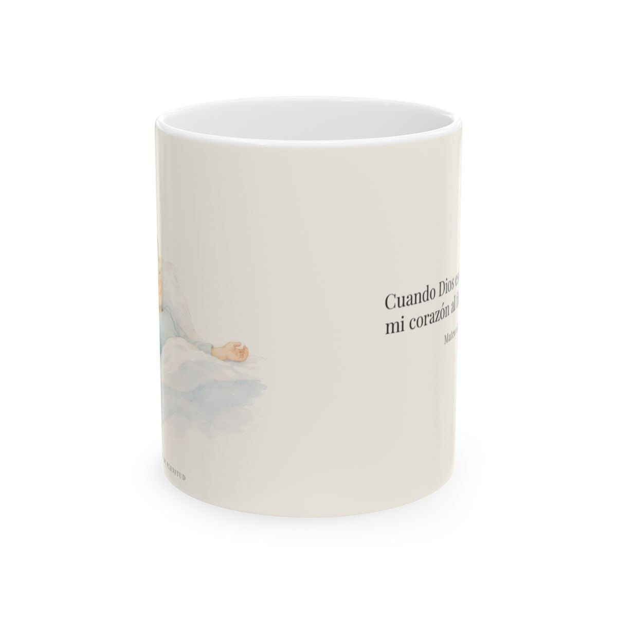 En Dios mi corazón descansa | Taza cristiana para regalar | Mateo 6:33 — 11 oz · Vista frontal