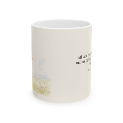 Confío en el Padre que todo lo sabe | Taza devocional ilustrada | Lucas 22:42 — 11 oz · Vista frontal