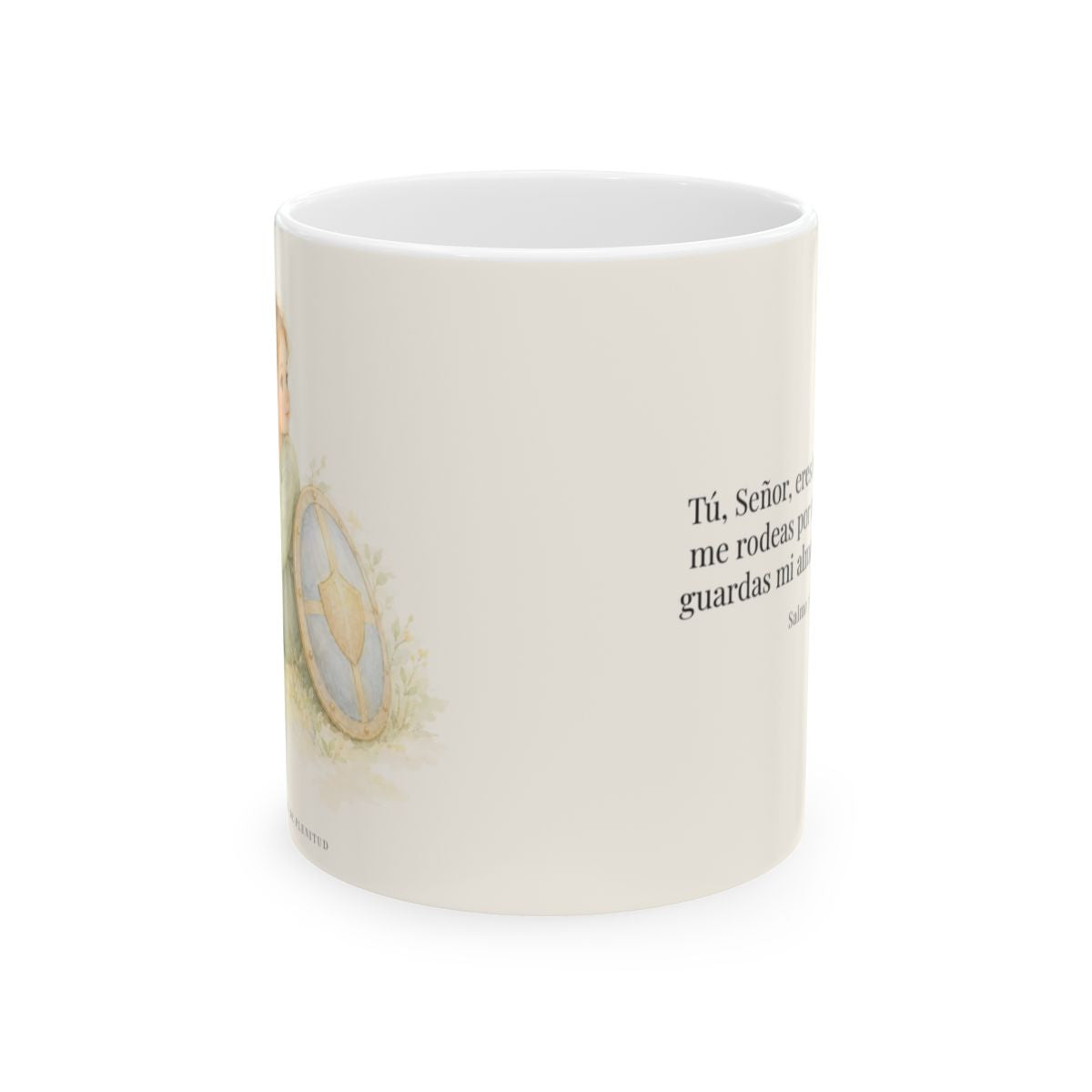 Dios es mi escudo alrededor | Taza cristiana para regalar | Salmo 3:3 — 11 oz · Vista frontal
