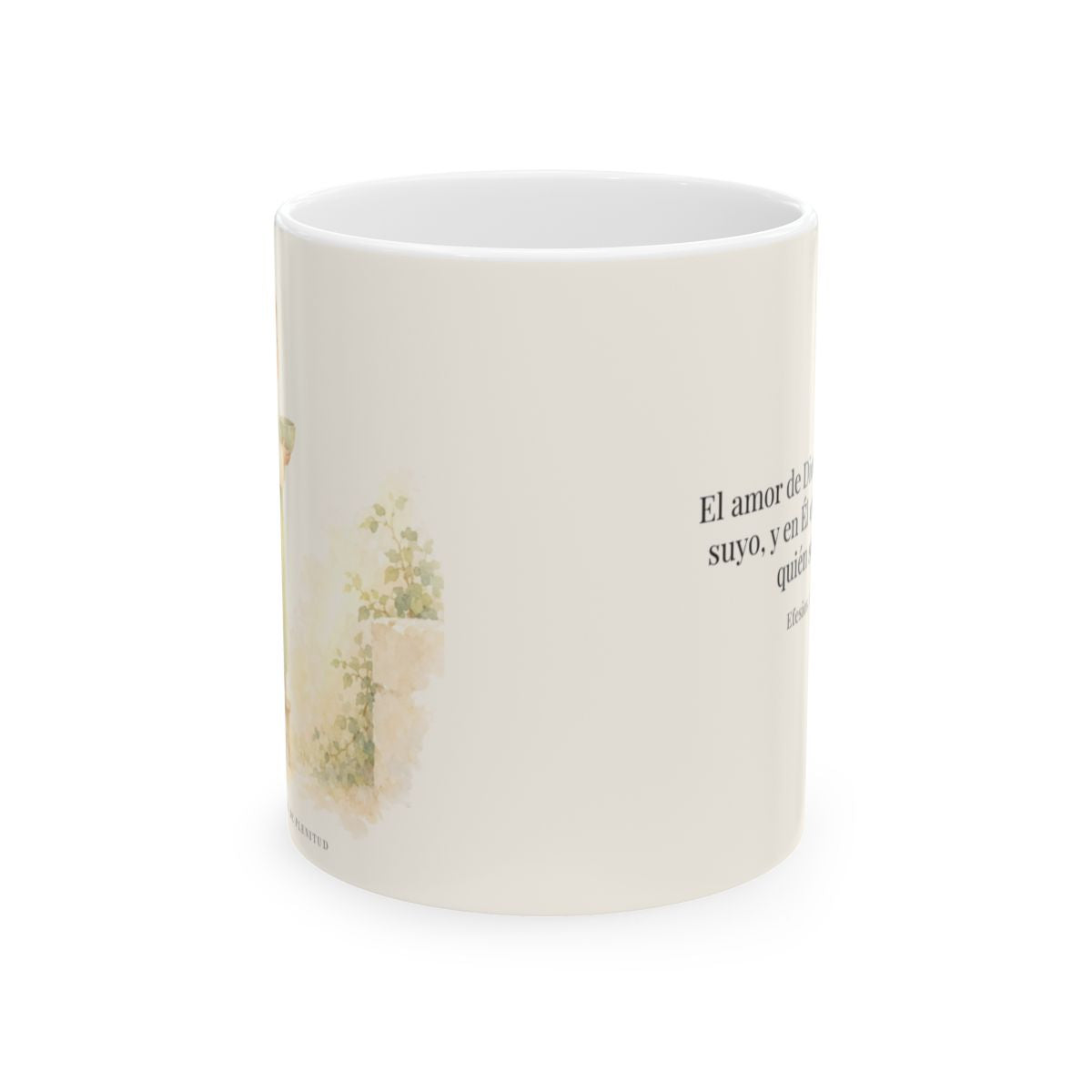 El amor de Dios me hace suyo | Taza cristiana para regalar | Efesios 5:1 — 11 oz · Vista frontal