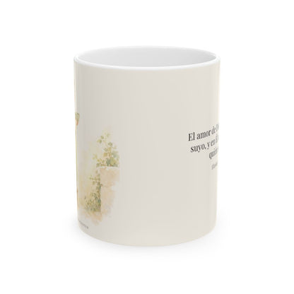 El amor de Dios me hace suyo | Taza cristiana para regalar | Efesios 5:1 — 11 oz · Vista frontal