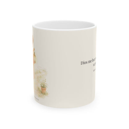 Dios me hace portadora de su paz | Taza cristiana para regalar | Mateo 5:9 — 11 oz · Vista frontal