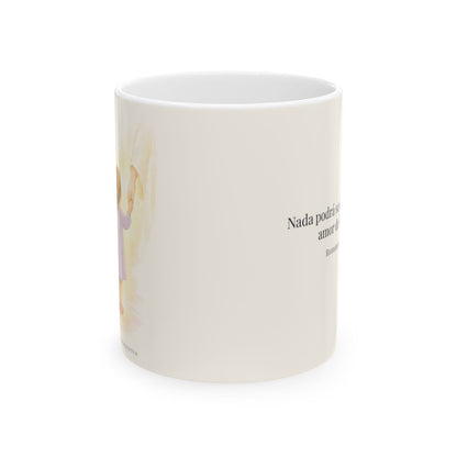 Nada podrá separarme del amor de Dios | Taza cristiana con frase devocional | Romanos 8:31 — 11 oz · Vista frontal