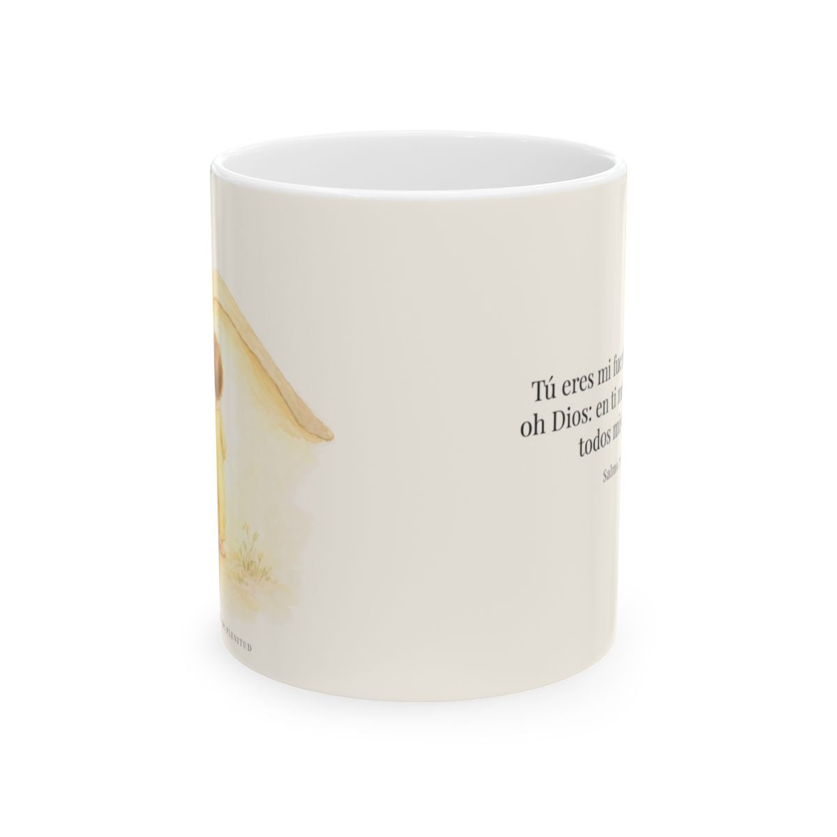 Tú eres mi fuerte refugio, oh Dios | Taza cristiana en dos tamaños | Salmo 71:5 — 11 oz · Vista frontal
