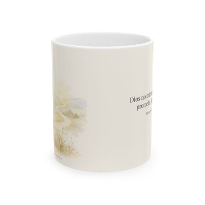 Dios no miente: sus promesas siempre se cumplen | Taza cristiana en dos tamaños | Números 23:19 — 11 oz · Vista frontal