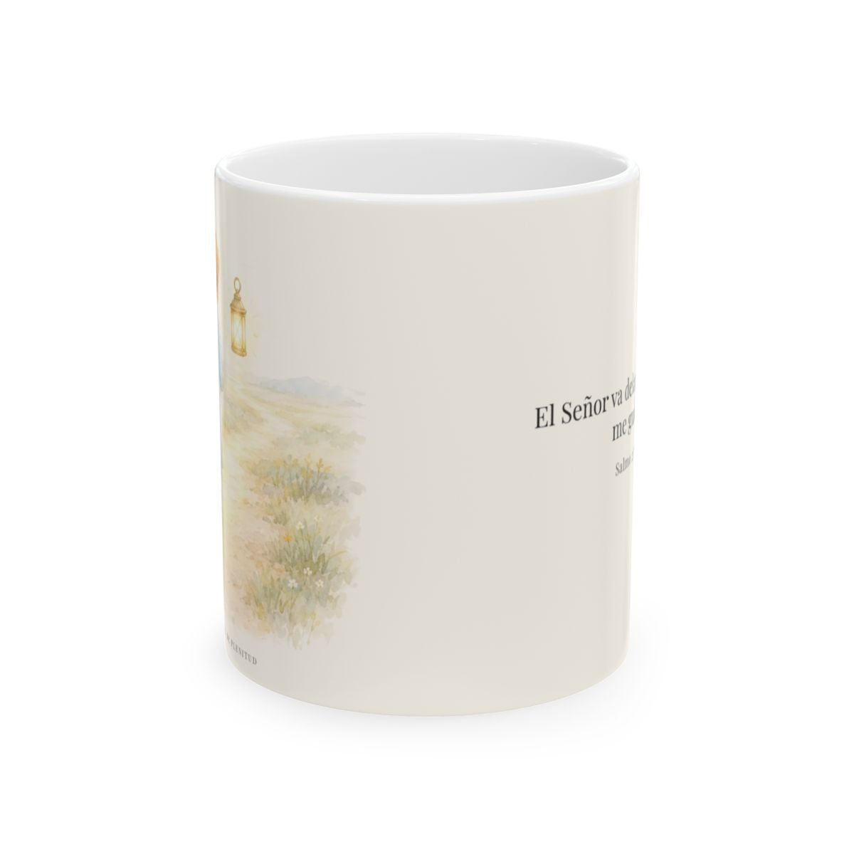 El Señor va delante de mí | Taza devocional de fe | Salmo 27:1 — 11 oz · Vista frontal