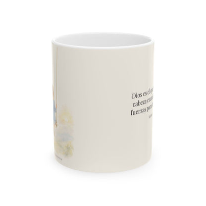 Dios es quien levanta mi cabeza | Taza cristiana con frase devocional | Salmo 3:3 — 11 oz · Vista frontal