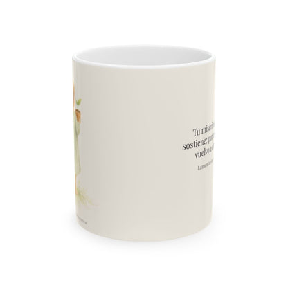 Por la misericordia de Jehová no fuimos consumidos | Taza cristiana con frase devocional | Lamentaciones 3:22-23 — 11 oz · Vista frontal