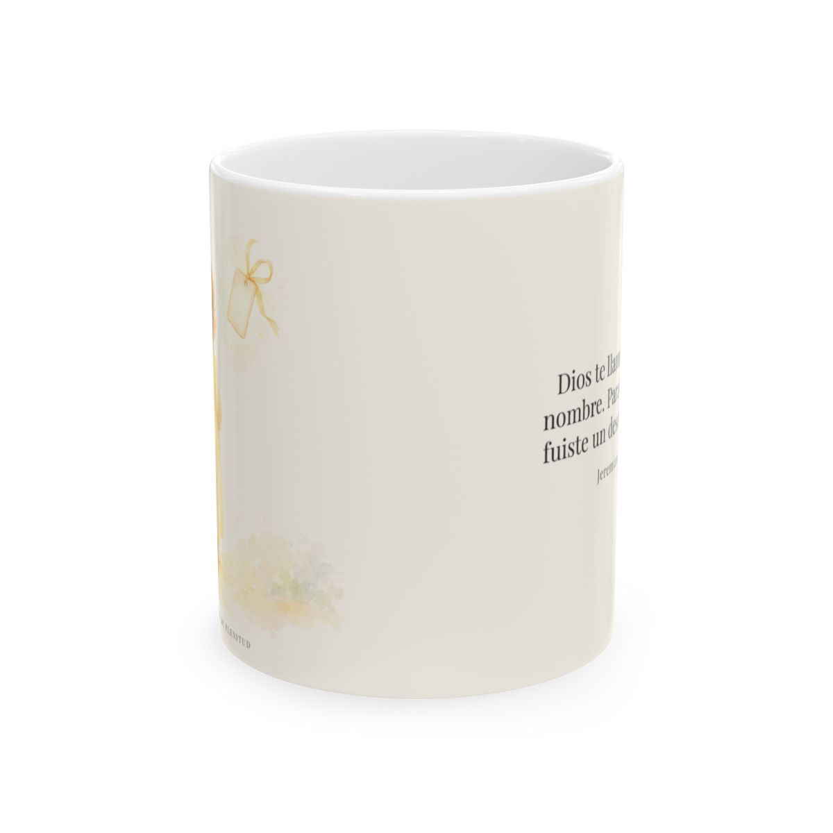 Dios me llamó por mi nombre | Taza cristiana en dos tamaños | Jeremías 1:5 — 11 oz · Vista frontal