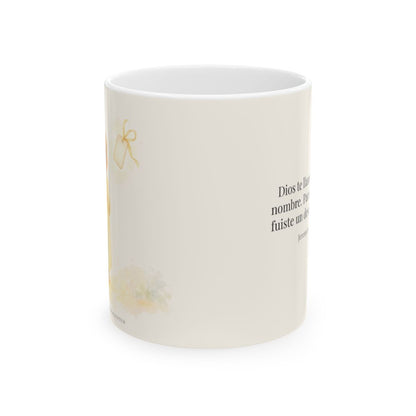 Dios me llamó por mi nombre | Taza cristiana en dos tamaños | Jeremías 1:5 — 11 oz · Vista frontal