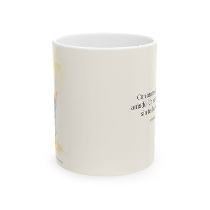 Con amor eterno te he amado | Taza de inspiración bíblica | Jeremías 31:3 — 11 oz · Vista frontal