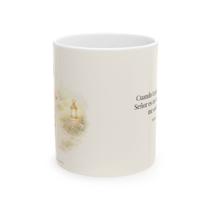 Cuando tengo miedo, el Señor es mi confianza | Taza de inspiración bíblica | Salmo 56:3 — 11 oz · Vista frontal