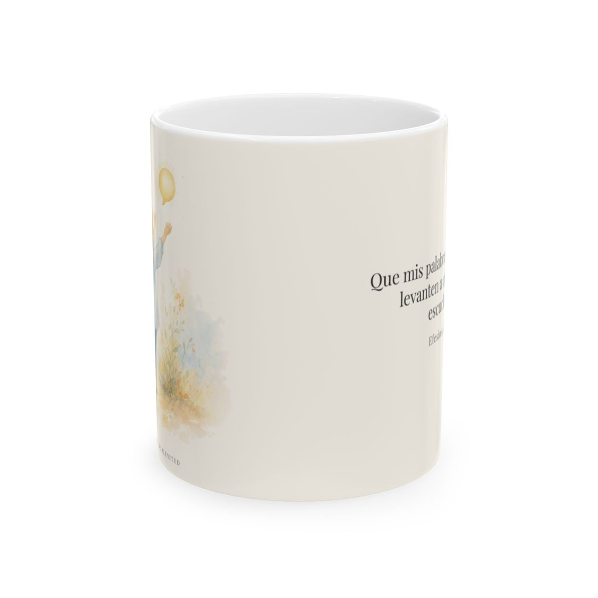 Mis palabras dan vida | Taza de inspiración bíblica | Efesios 4:29 — 11 oz · Vista frontal