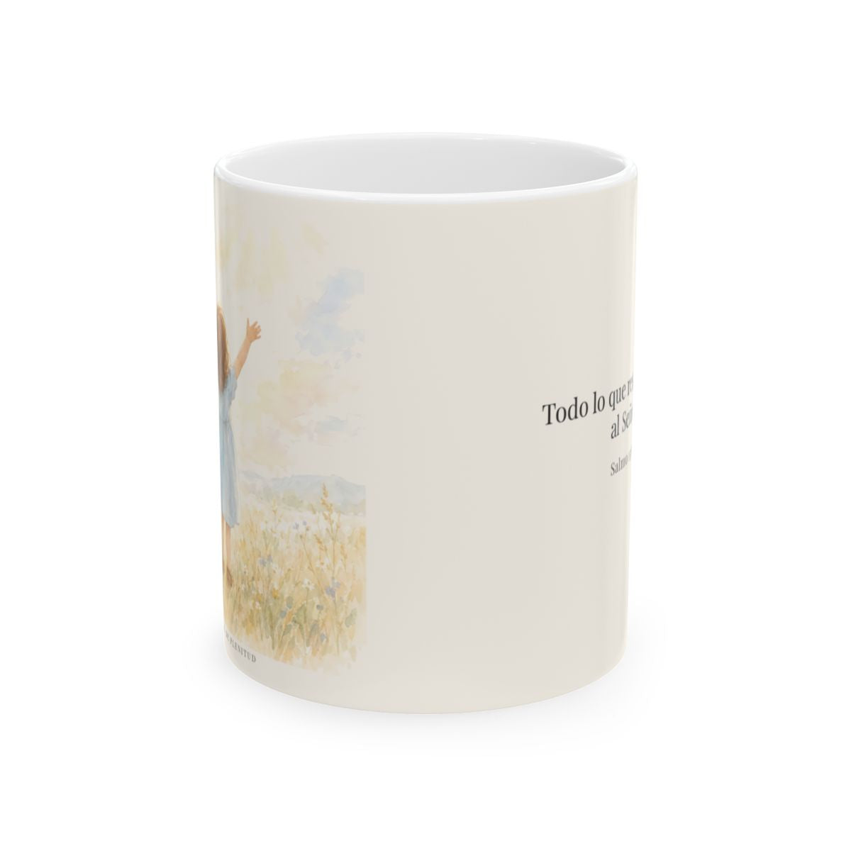 Todo lo que respira alabe a Jehová | Taza con arte cristiano | Salmo 150:6 — 11 oz · Vista frontal