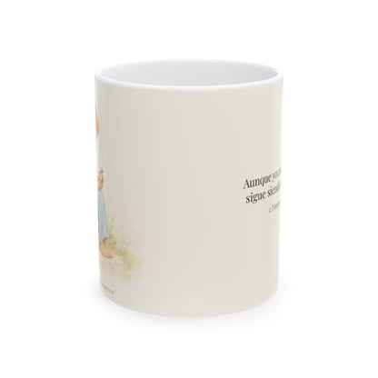 Él no puede negarse a sí mismo | Taza devocional ilustrada | 2 Timoteo 2:13 — 11 oz · Vista frontal