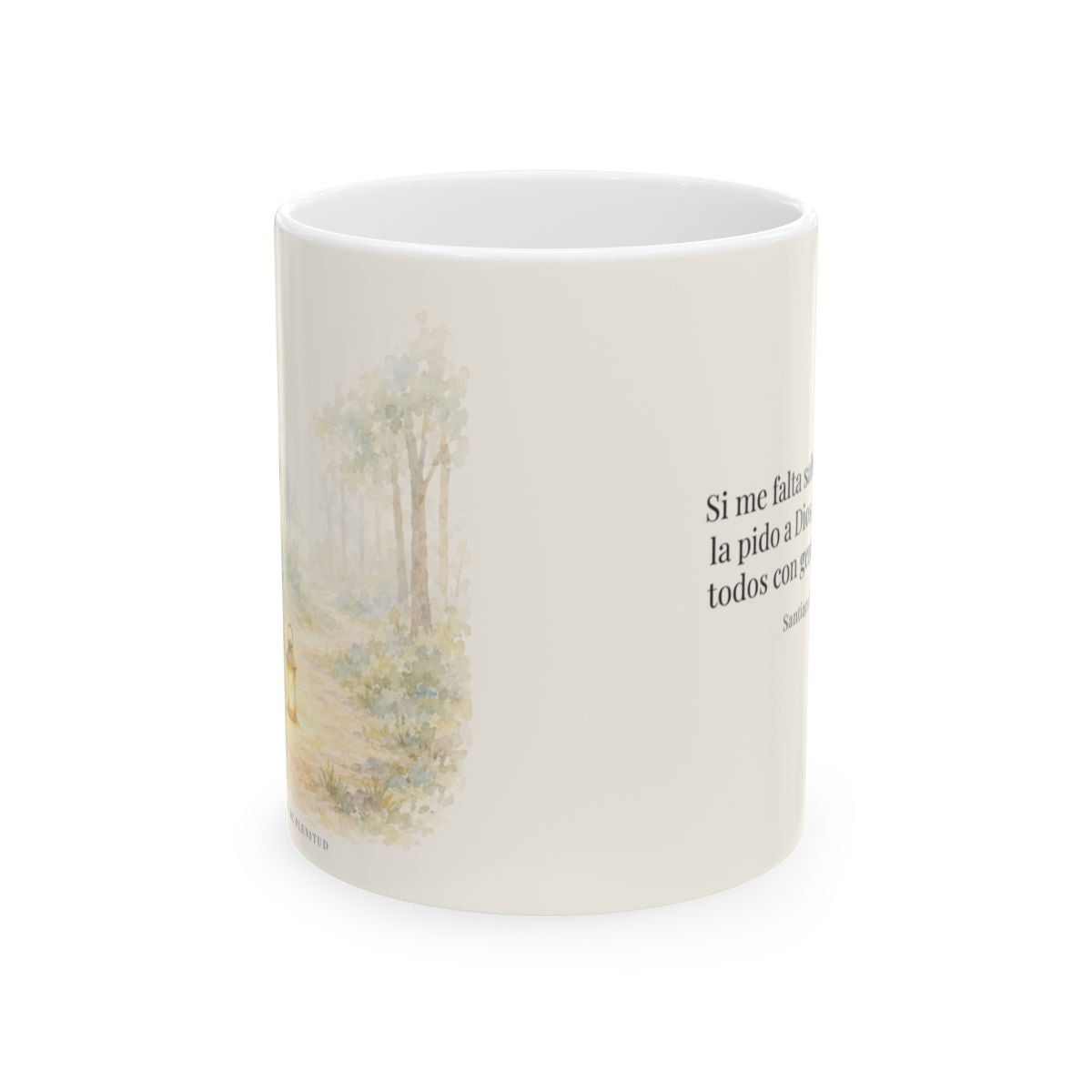 Si me falta sabiduría, Dios me la da | Taza de inspiración bíblica | Santiago 1:5 — 11 oz · Vista frontal