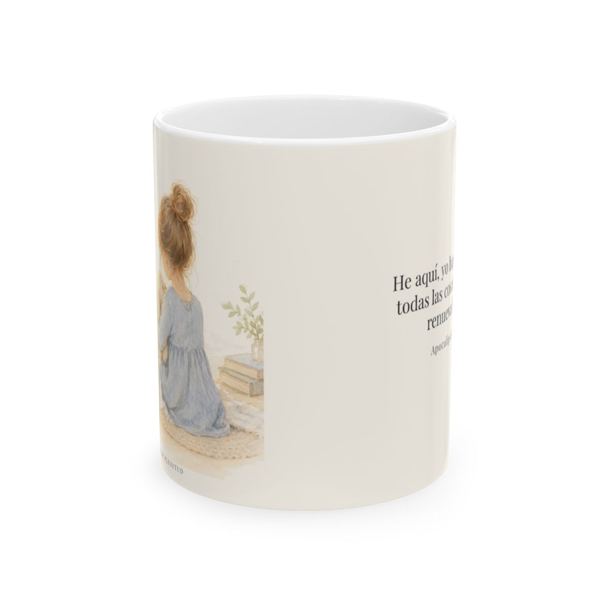 Dios hace nuevas todas las cosas | Taza de inspiración bíblica | Apocalipsis 21:5 — 11 oz · Vista frontal