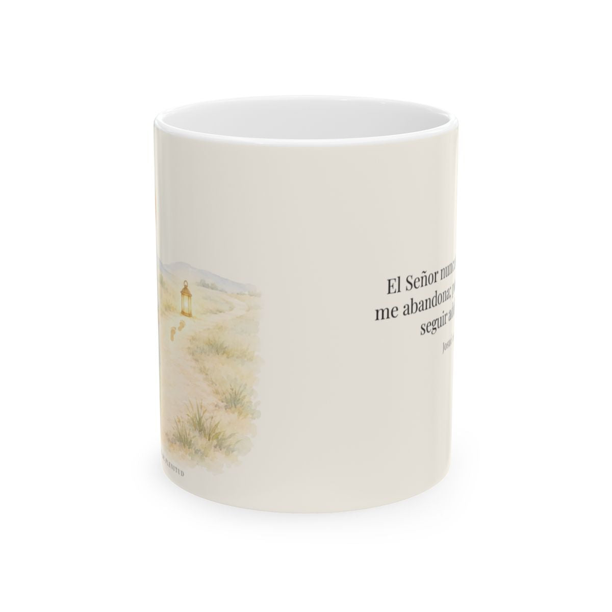 El Señor no me deja ni me abandona | Taza cristiana para regalar | Josué 1:9 — 11 oz · Vista frontal