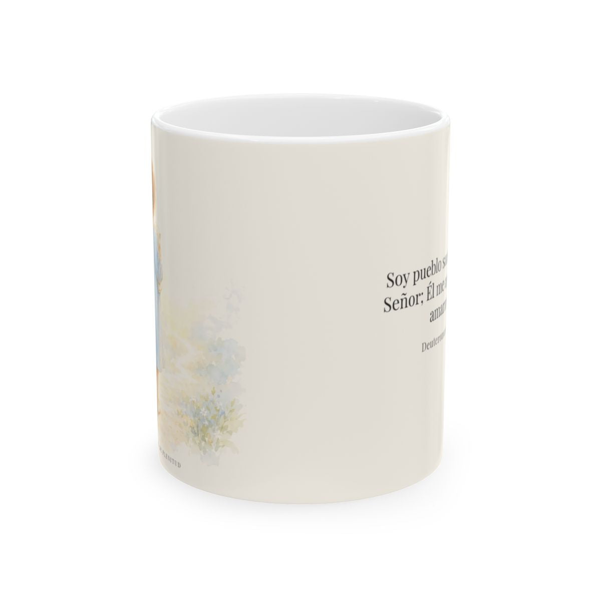 Soy pueblo santo para Jehová tu Dios | Taza de inspiración bíblica | Deuteronomio 7:6 — 11 oz · Vista frontal
