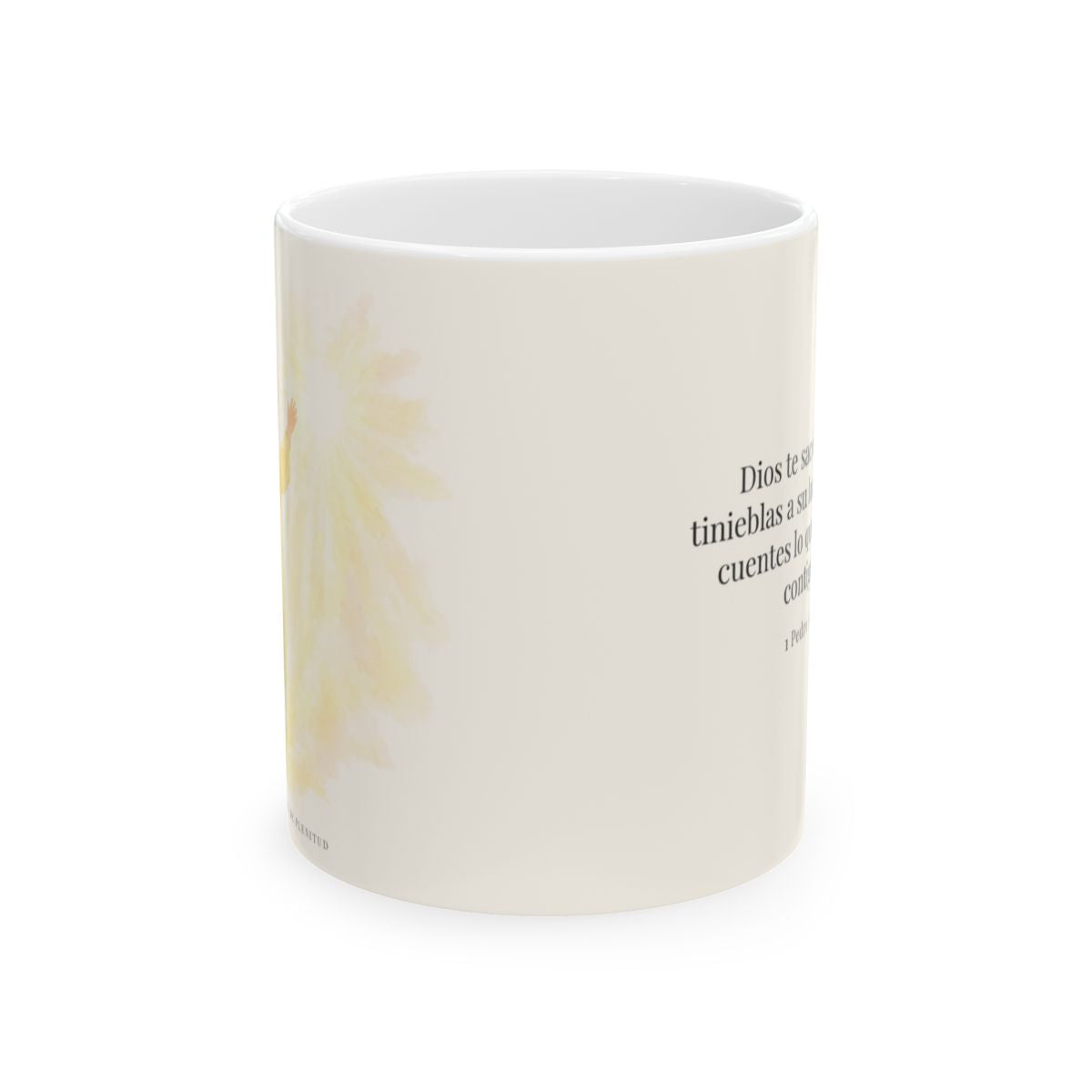 Para que anuncies las maravillas de Dios | Taza devocional ilustrada | 1 Pedro 2:9 — 11 oz · Vista frontal