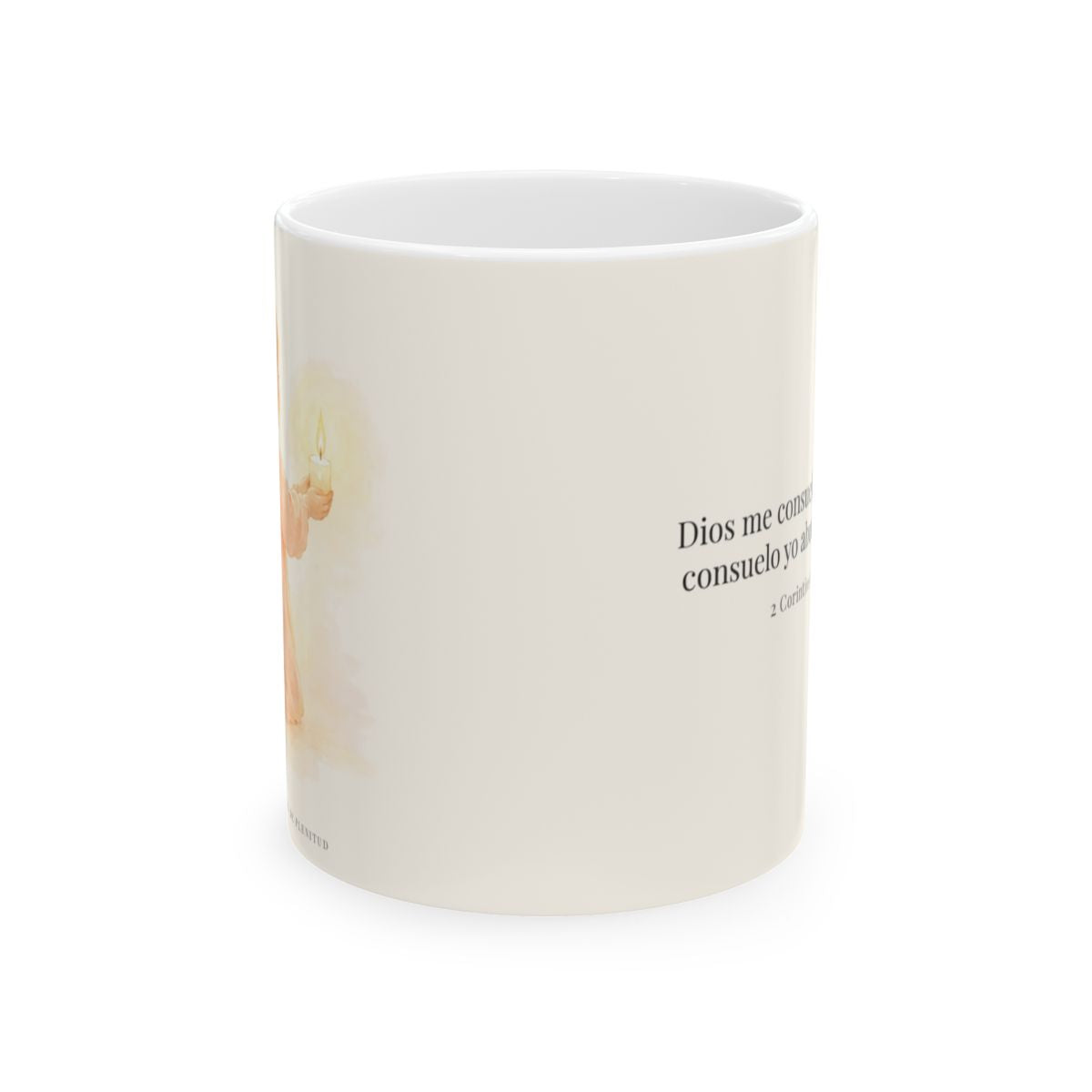 Dios me consuela para que yo consuele a otros | Taza cristiana para regalar | 2 Corintios 1:3-4 — 11 oz · Vista frontal
