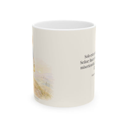 Solo esto pide de ti el Señor | Taza bíblica para café | Miqueas 6:8 — 11 oz · Vista frontal