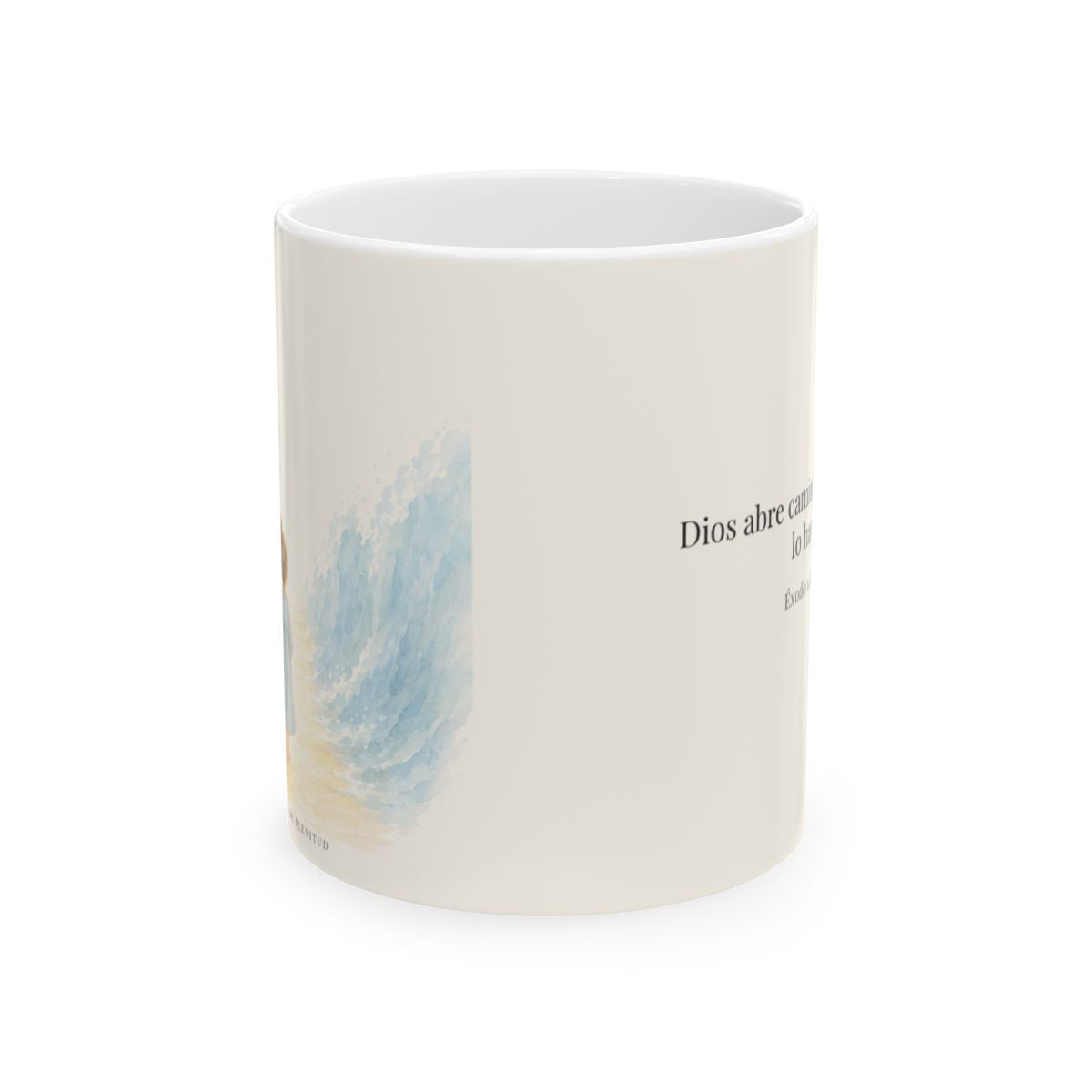Dios abre camino donde no lo hay | Taza cristiana en dos tamaños | Éxodo 14:13 — 11 oz · Vista frontal