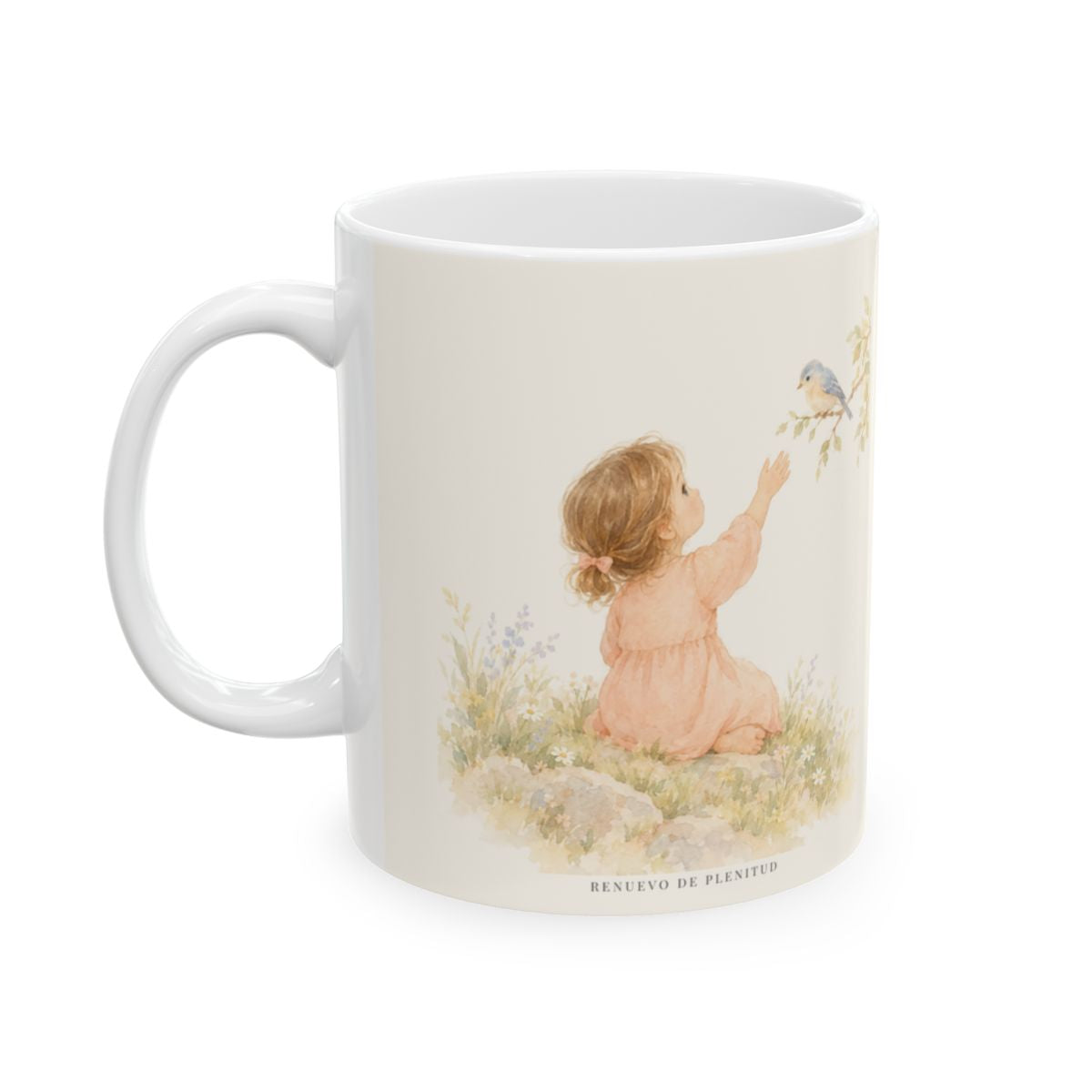 El Espíritu conoce lo que hay en mi corazón | Taza de inspiración bíblica | Romanos 8:26 — 11 oz · Cara ilustrada