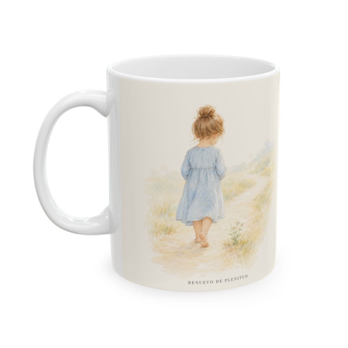 El Señor conduce con ternura a las que tienen cría | Taza de fe para cada mañana | Isaías 40:11 — 11 oz · Cara ilustrada