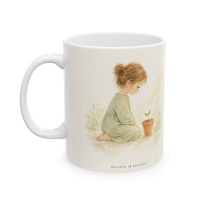 El Señor es bueno y yo veré su bondad | Taza bíblica de cerámica | Salmo 27:13 — 11 oz · Cara ilustrada