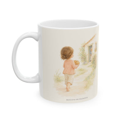 El Señor es bueno con quien lo sirve | Taza cristiana con frase devocional | Josué 24:15 — 11 oz · Cara ilustrada