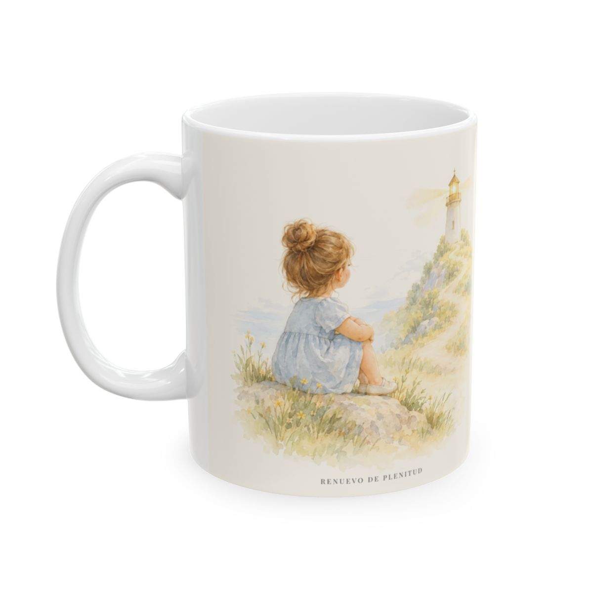 Bienaventurado el que confía en Él | Taza de fe para cada mañana | Salmo 34:8 — 11 oz · Cara ilustrada