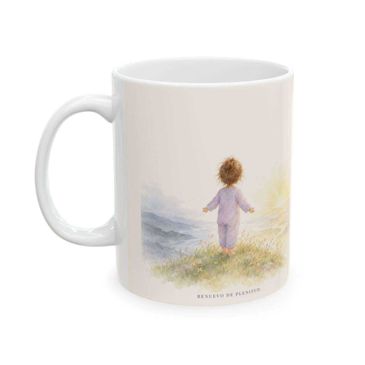 Cuan lejos está el oriente del occidente | Taza devocional ilustrada | Salmo 103:12 — 11 oz · Cara ilustrada