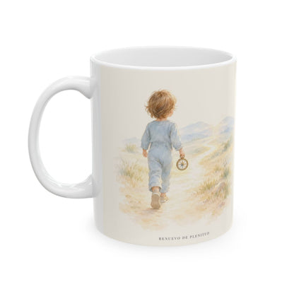 Esfuérzate y sé valiente, porque Jehová va contigo | Taza con arte cristiano | Josué 1:9 — 11 oz · Cara ilustrada