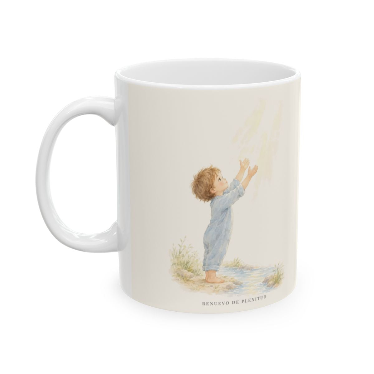 En mi debilidad Dios se muestra fuerte | Taza devocional de fe | 2 Corintios 12:9 — 11 oz · Cara ilustrada