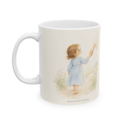 Tu mano me guía por el camino | Taza bíblica para café | Salmo 139:10 — 11 oz · Cara ilustrada